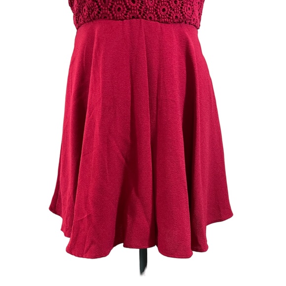 Altrd State Double V Neck Crochet Bodice Flare Skater Sleeveless Dress Maroon L - Picture 3 of 9